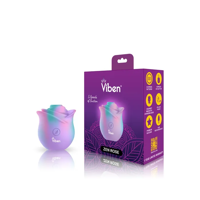 Vibrators Zen Rose Unicorn Handheld Rose Clitoral and Nipple Stimulator Viben Vibrators Zen Rose Unicorn Handheld Rose Clitoral and Nipple Stimulator Viben