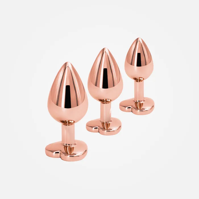 Anal NS Novelties Rear Assets Anal Training Kit Rose Gold Metallic Plugs with Pink Hearts Set of 3 Anal NS Novelties Rear Assets Anal Training Kit Rose Gold Metallic Plugs with Pink Hearts Set of 3