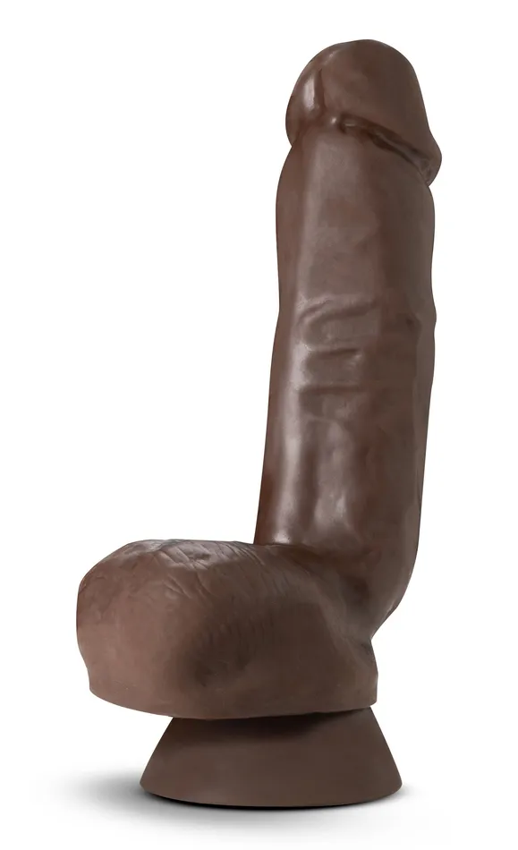 Blush Dildos Dr Skin Plus 8 Inch Thick Poseable Dildo With Squeezable Balls Chocolate