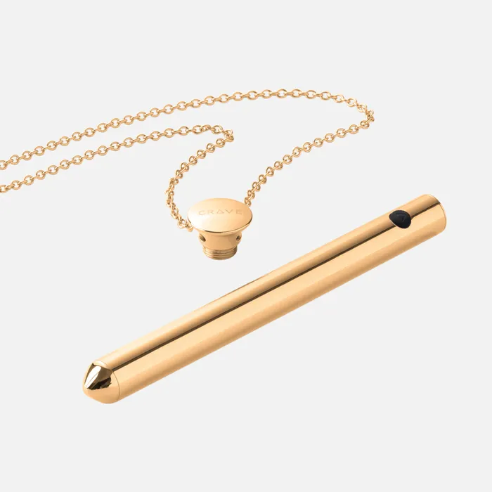 CRAVE Vesper 2 Bullet Vibrator Necklace 24KT Gold Female Sex Toys CRAVE Vesper 2 Bullet Vibrator Necklace 24KT Gold Female Sex Toys
