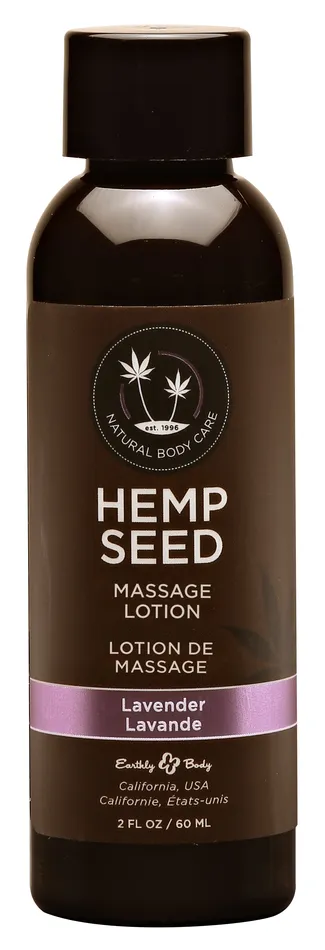 Earthly Body Couples Hemp Seed Massage Lotion Lavender 2 Fl Oz 60 ml