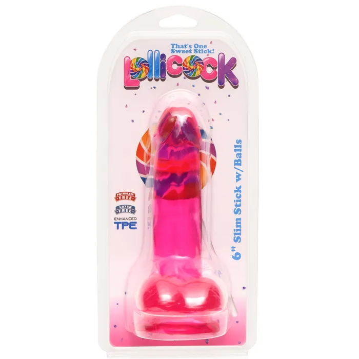 Female Sex Toys Lollicock 6 Slim Stick with Balls Cherry Ice