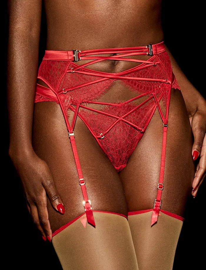 Honey Birdette Vibrators Tessa Red Garter Belt