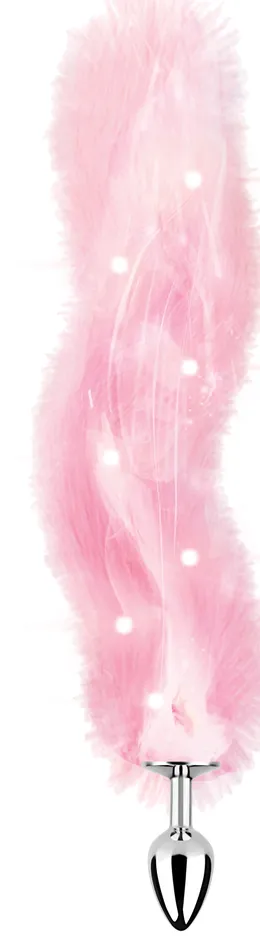 Hott Products Anal Foxy Tail Light Up Faux Fur Butt Plug Pink Plug Pink