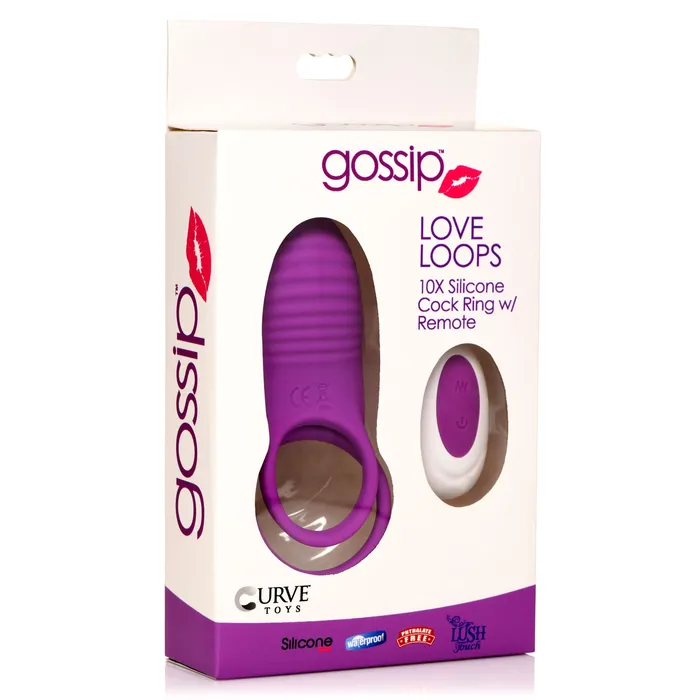 Male Sex Toys Gossip Gossip Love Loops 10X Silicone Violet Cock Ring w Remote Male Sex Toys Gossip Gossip Love Loops 10X Silicone Violet Cock Ring w Remote
