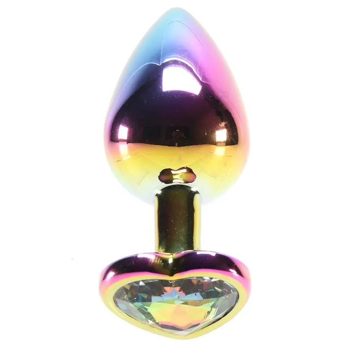 Pink Cherry Female Sex Toys Medium Aluminum Plug with Rainbow Heart Gem in Multicolor Pink Cherry Female Sex Toys Medium Aluminum Plug with Rainbow Heart Gem in Multicolor