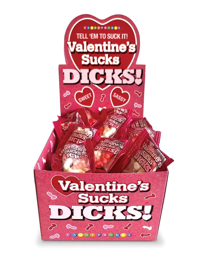 Valentines Sucks Dicks Candy Display of 100 Ct Little Genie Body Toppings Edibles
