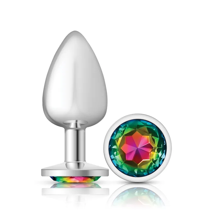 Viben Anal Cheeky CharmsSilver Metal Butt Plug RoundRainbowLarge