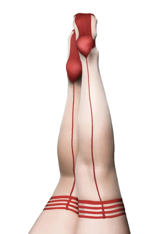Vibrators 2024 Holiday Sale Specials Whitney Red Back Seam Thigh High Size D Nude