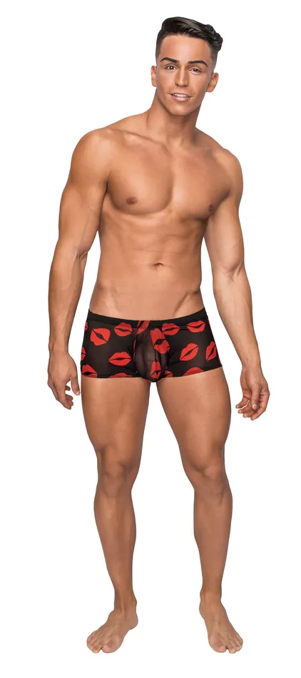 Vibrators Male Power Kiss Me Mini Short Large Sheer Lips Black