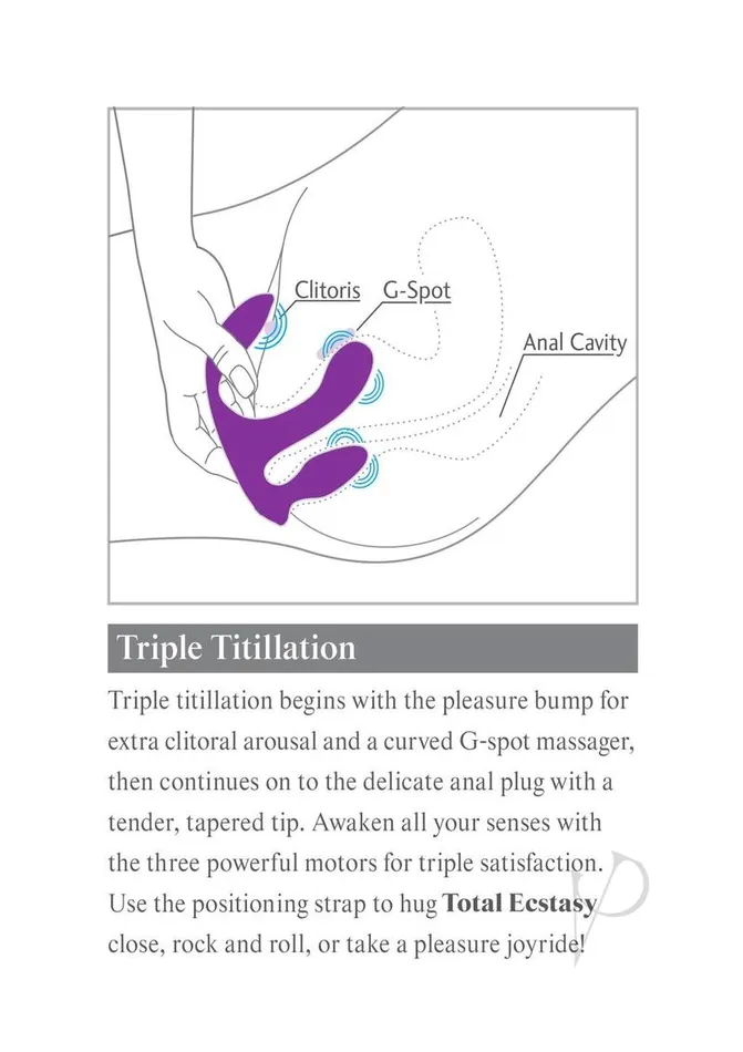 3some Female Sex Toys 3Some Total Ecstasy Silicone Rechargeable Vibrator with Remote Control Purple