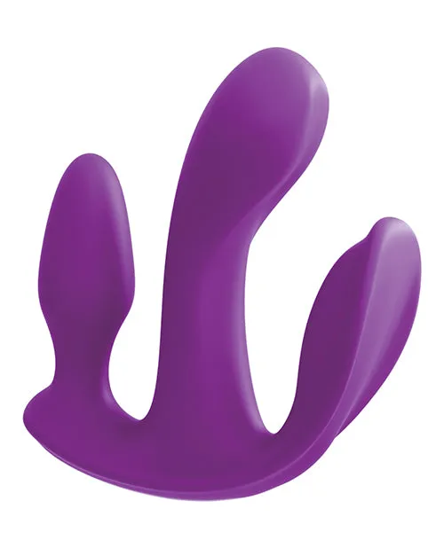 3some Female Sex Toys 3Some Total Ecstasy Silicone Rechargeable Vibrator with Remote Control Purple