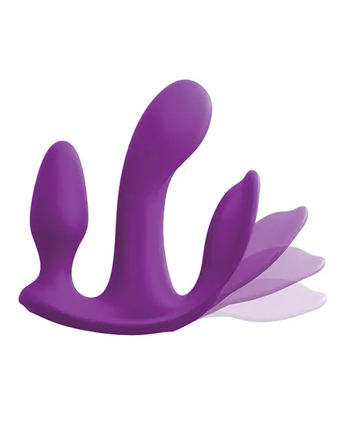 3some Female Sex Toys 3Some Total Ecstasy Silicone Rechargeable Vibrator with Remote Control Purple
