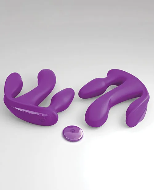 3some Female Sex Toys 3Some Total Ecstasy Silicone Rechargeable Vibrator with Remote Control Purple