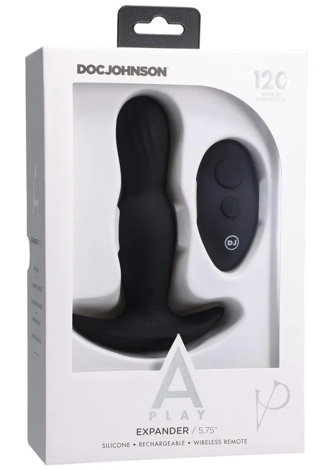 APlay Expander Rechargeable Silicone Anal Plug with Remote Control Black A Play Male Sex Toys