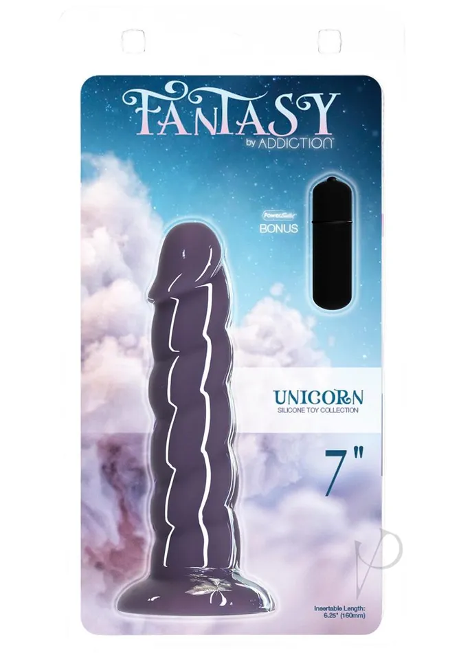 Addiction Fantasy Unicorn Silicone Dildo 7in Purple Addiction Dildos