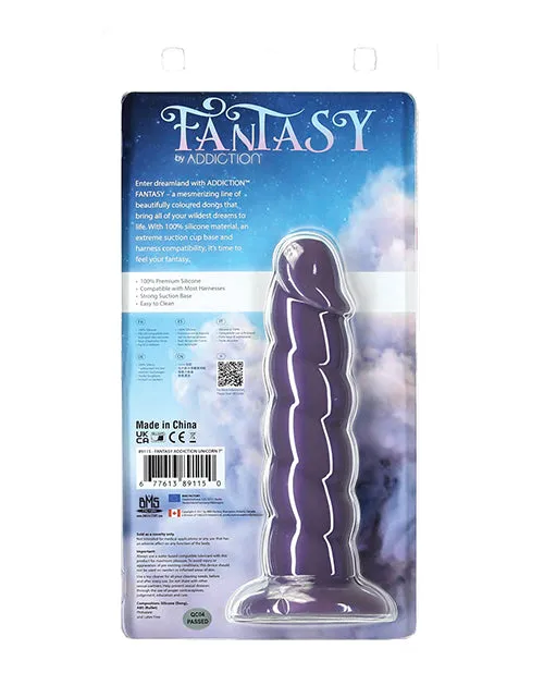 Addiction Fantasy Unicorn Silicone Dildo 7in Purple Addiction Dildos