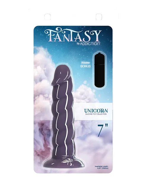 Addiction Fantasy Unicorn Silicone Dildo 7in Purple Addiction Dildos