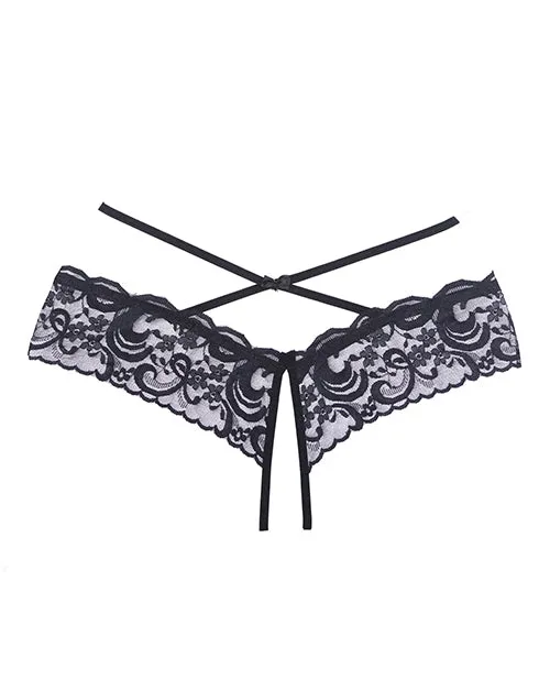 Adore Dare Me Cross Waist Open Lace Panty Black OS Adore Vibrators Adore Dare Me Cross Waist Open Lace Panty Black OS Adore Vibrators