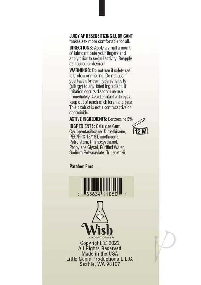 Af Sexual Health Wellbeing Juicy AF Desensitizing Water Based Lubricant Gel 2oz Af Sexual Health Wellbeing Juicy AF Desensitizing Water Based Lubricant Gel 2oz