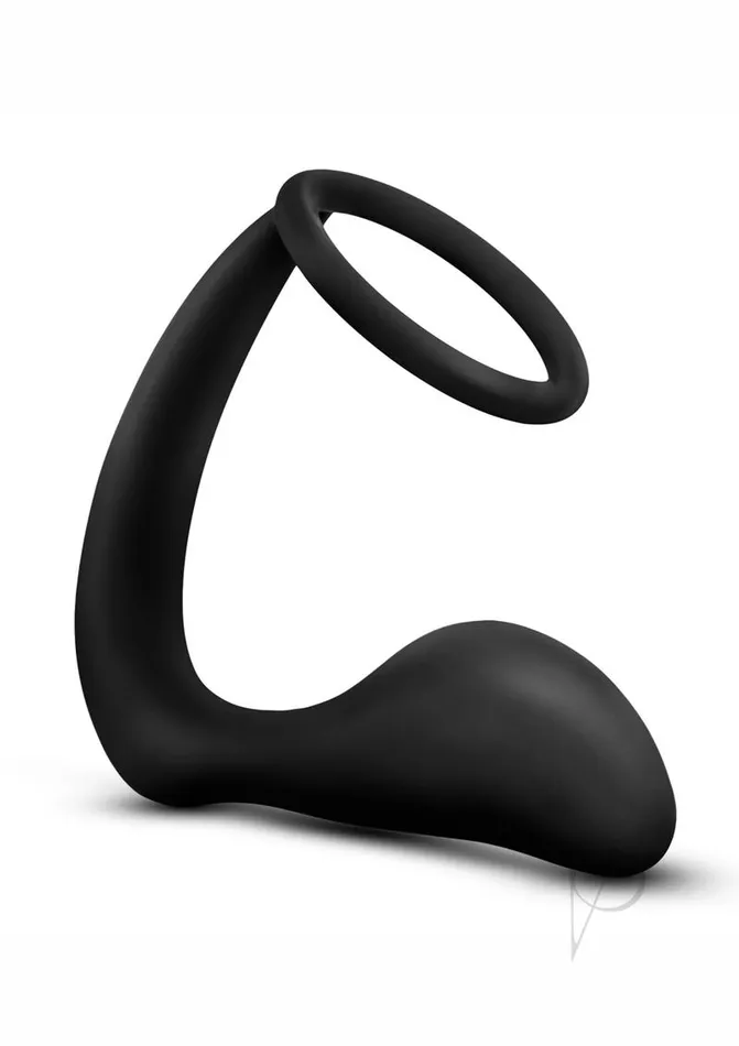 Anal Adventures Platinum Silicone Cock Ring and Butt Plug Black Anal Adventures Male Sex Toys