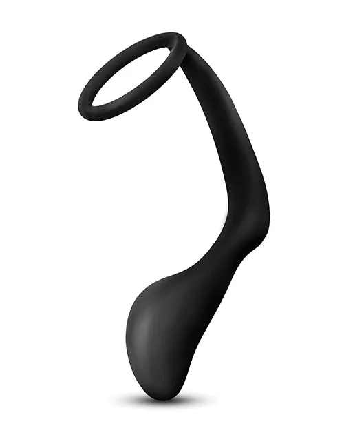 Anal Adventures Platinum Silicone Cock Ring and Butt Plug Black Anal Adventures Male Sex Toys