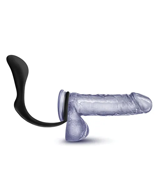 Anal Adventures Platinum Silicone Cock Ring and Butt Plug Black Anal Adventures Male Sex Toys