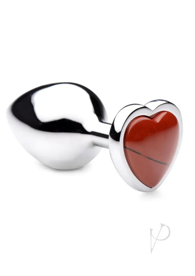 Anal Booty Sparks Booty Sparks Gemstones Red Jasper Heart Anal Plug Medium Red