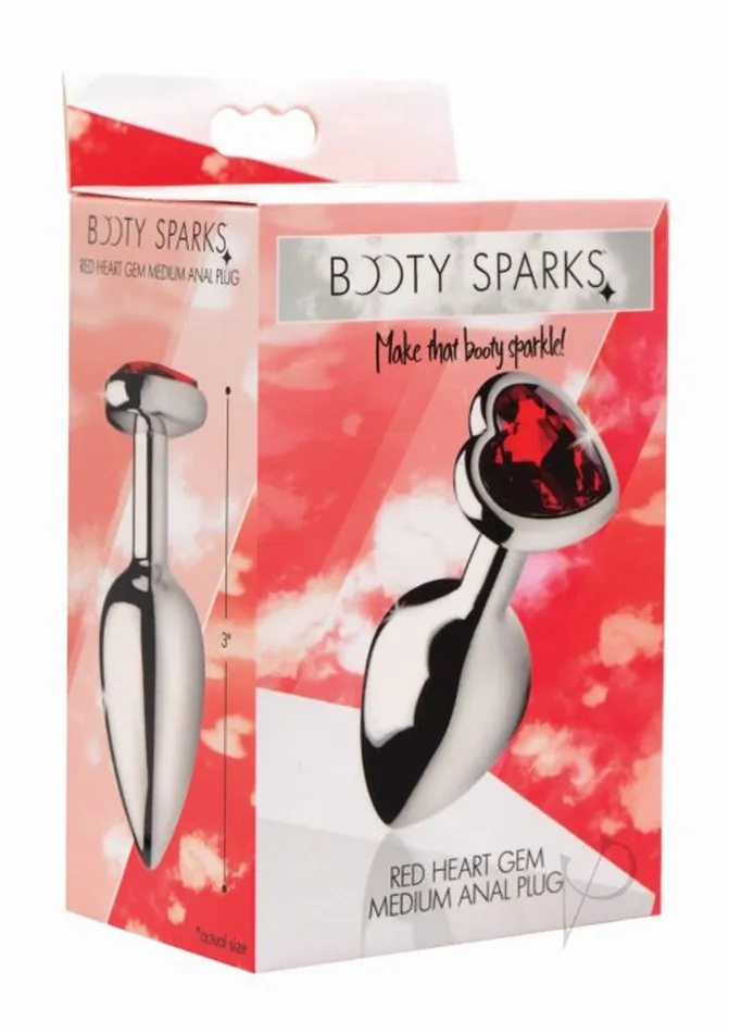 Anal Booty Sparks Heart Gem Medium Anal Plug Red Booty Sparks