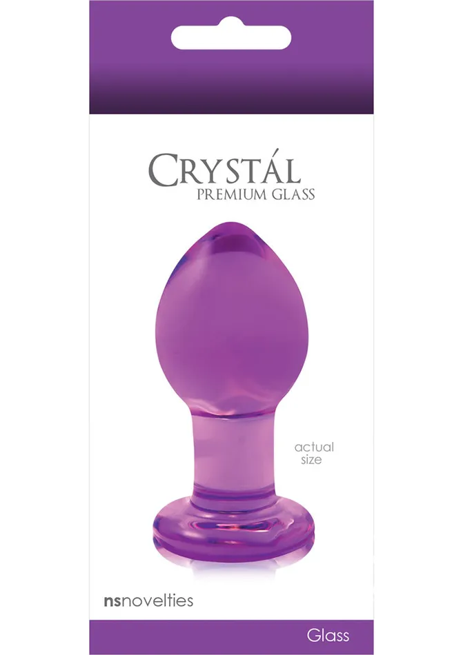 Anal Crystal Premium Glass Butt Plug Medium Purple Crystal