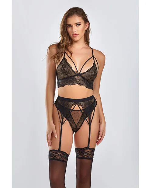 Anal Everly Dot Mesh Galloon Lace Strappy Bra Garterbelt Hipster Panty Black MD Icollection Lingerie Anal Everly Dot Mesh Galloon Lace Strappy Bra Garterbelt Hipster Panty Black MD Icollection Lingerie