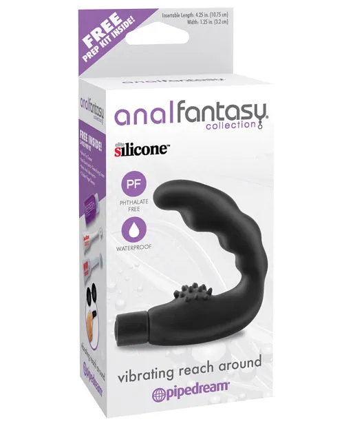 Anal Fantasy Collection Anal Anal Fantasy Collection Vibrating Reach Around Silicone Prostate Massager Black