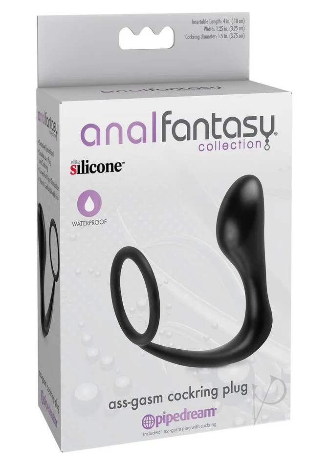 Anal Fantasy Collection Male Sex Toys Anal Fantasy Collection AssGasm Cock Ring Plug 4in Black