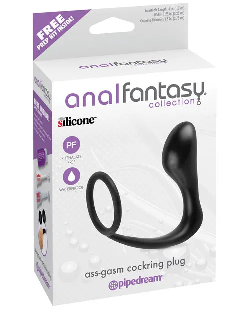 Anal Fantasy Collection Male Sex Toys Anal Fantasy Collection AssGasm Cock Ring Plug 4in Black