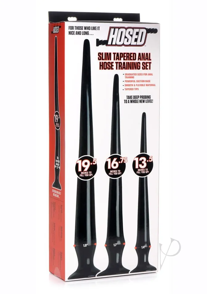 Anal Hosed Slim Tapered Anal Hose Trainer Set 3 piece Black Hosed