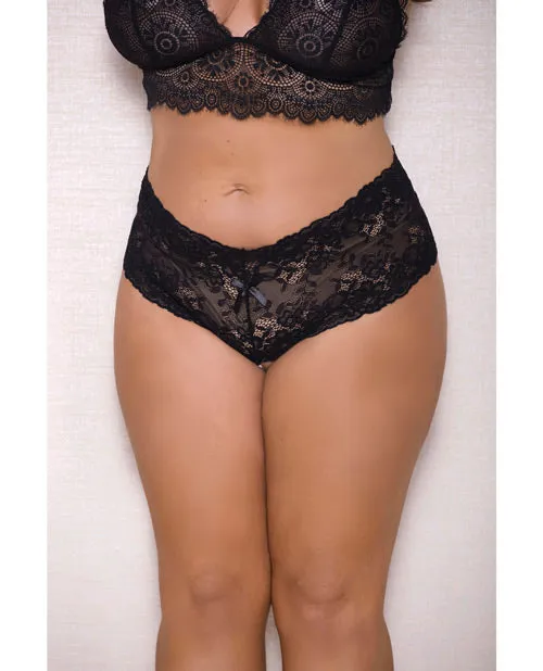 Anal Icollection Lingerie Lace Pearl Boyshort wSatin Bow Accents Black 1X2X Anal Icollection Lingerie Lace Pearl Boyshort wSatin Bow Accents Black 1X2X