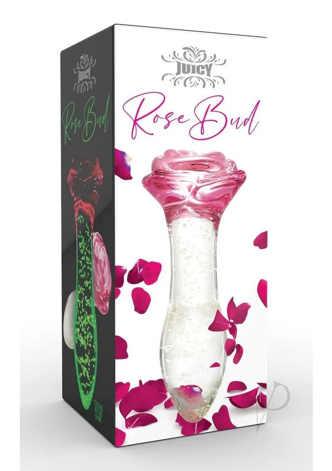 Anal Juicy Juicy Glass Rose Glow in The Dark Butt Plug ClearPink