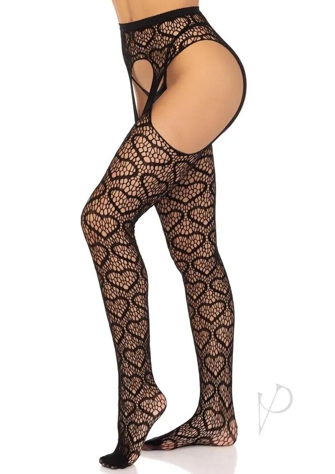 Anal Leg Avenue Leg Avenue Heart Net Suspender Hose OS Black Anal Leg Avenue Leg Avenue Heart Net Suspender Hose OS Black