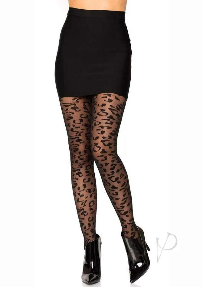 Anal Leg Avenue Leg Avenue Sheer Leopard Tights OS Black