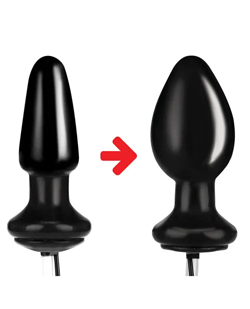 Anal Lux Fetish Lux Fetish Latex Inflatable Vibrating Butt Plug with Wired Remote Control 4in Black Anal Lux Fetish Lux Fetish Latex Inflatable Vibrating Butt Plug with Wired Remote Control 4in Black