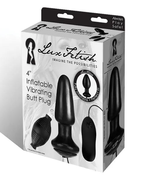 Anal Lux Fetish Lux Fetish Latex Inflatable Vibrating Butt Plug with Wired Remote Control 4in Black Anal Lux Fetish Lux Fetish Latex Inflatable Vibrating Butt Plug with Wired Remote Control 4in Black