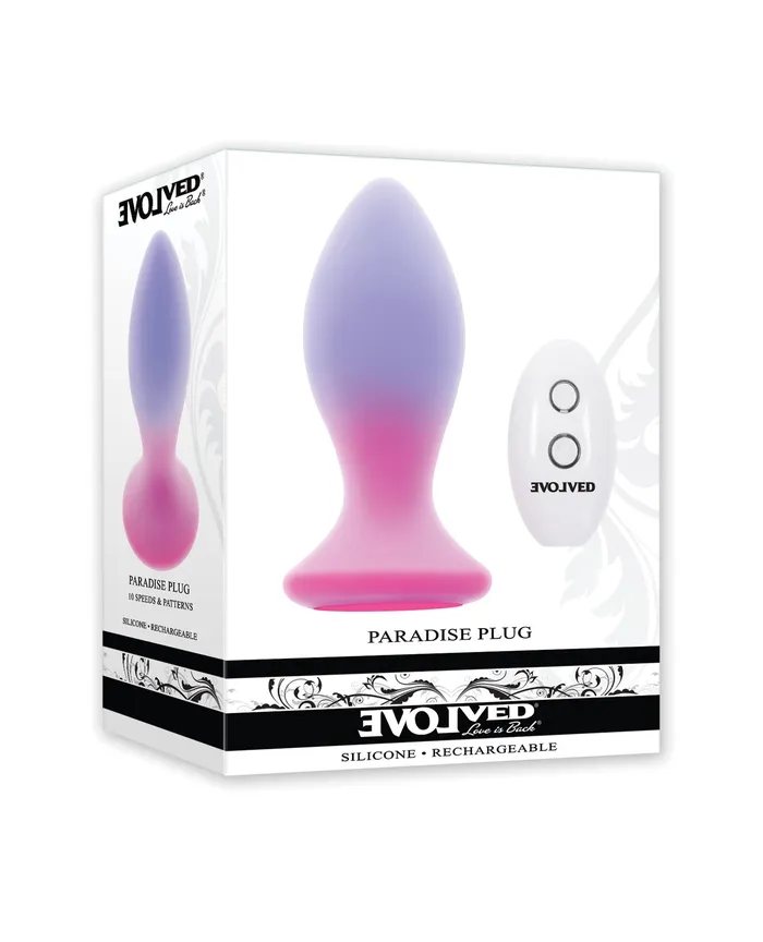 Anal Paradise Rechargeable Silicone Plug PinkPurple Evolved