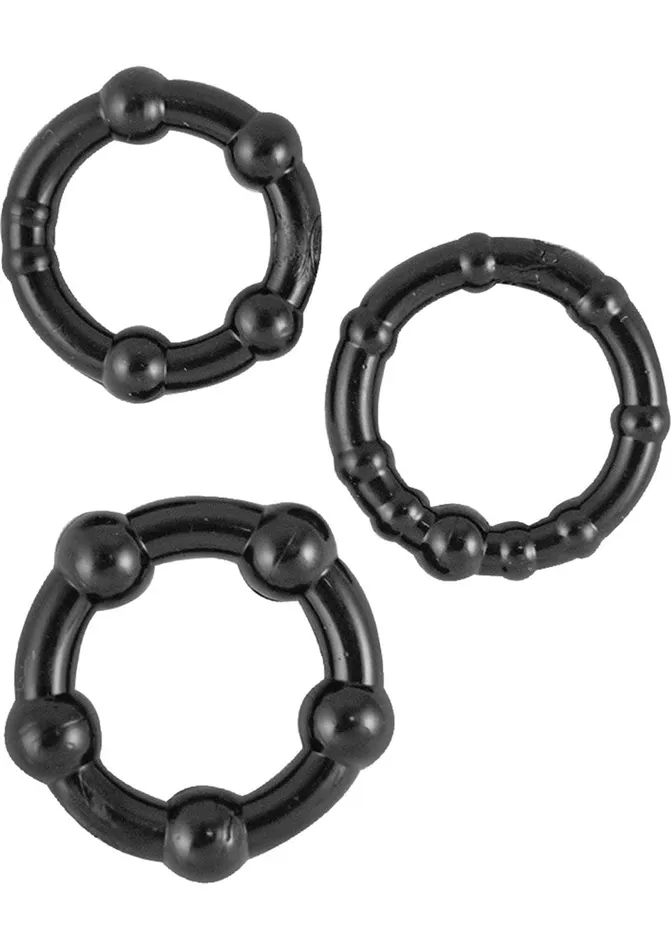 Anal Ram Ram Beaded Cock Rings 3 pack Black