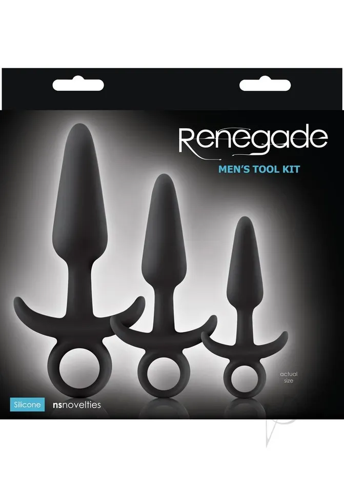 Anal Renegade Renegade Mens Tool Kit Silicone Anal Plugs set of 3 Black