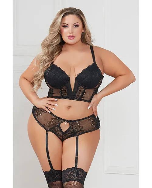 Anal Seven Til Midnight Stretch Lace Cropped Bustier Cheeky Panty Black 3X4X Anal Seven Til Midnight Stretch Lace Cropped Bustier Cheeky Panty Black 3X4X