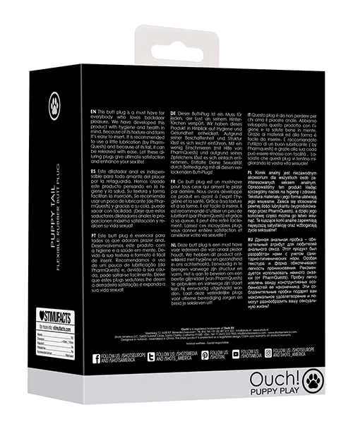 Anal Shots Ouch Puppy Play Tail Butt Plug Black Ouch