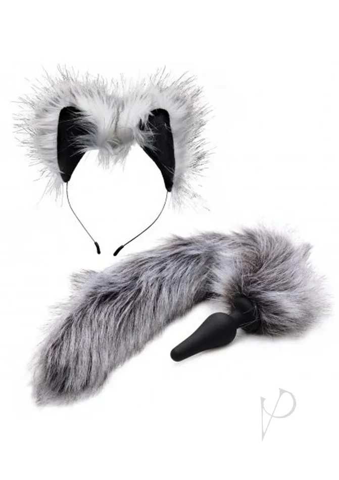 Anal Tailz Tailz Wolf Tail and Ears Set Gray