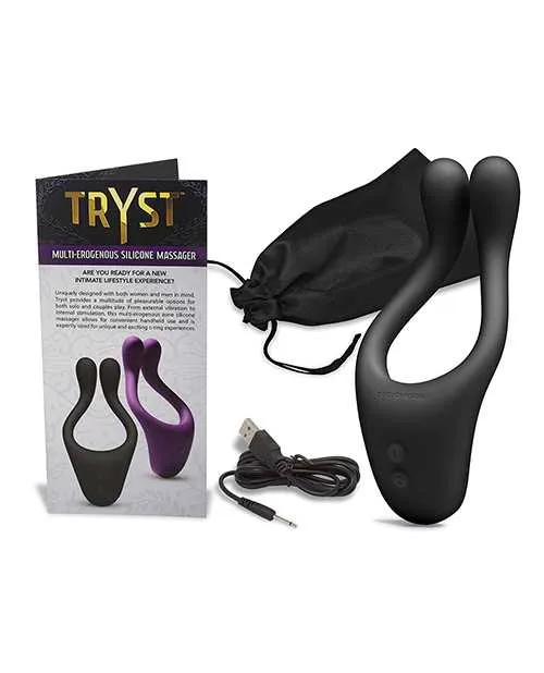 Anal Tryst Tryst Rechargeable Multi Erogenous Zone Silicone Massager Black