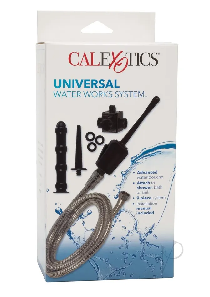 Anal Universal Water Works Advanced Douche System set of 9 pieces Silver and Black Water Systems