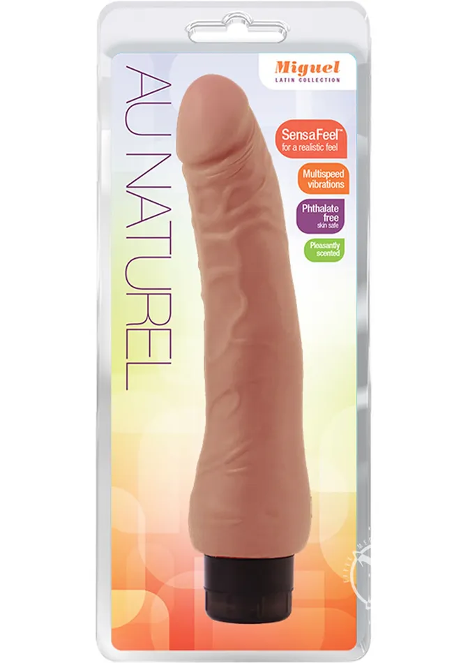 Au Naturel Female Sex Toys Au Naturel Miguel Vibrating Dildo 10in Caramel